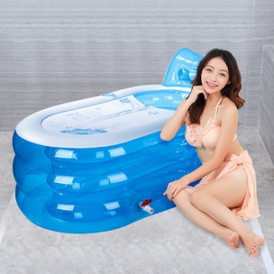 Large plastic thicken inflatable air 2 adult spa sauna bathtub