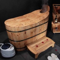 1200mm home shower soaking tub cypress solid wood sauna with pump